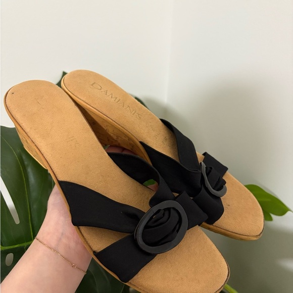 Italian Shoemakers Damiani’s Wedge Black Sandals in Sadie Made in Italy Size 9.5 - Picture 8 of 8